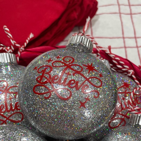 Handmade Other - The Polar Express inspired Believe Silver Glitter Handmade Holiday Ornament